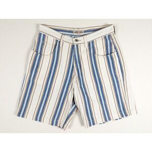 Guess Shorts Men 29 Striped Bermuda Beige Blue Brown Pink Lightweight Vtg 90